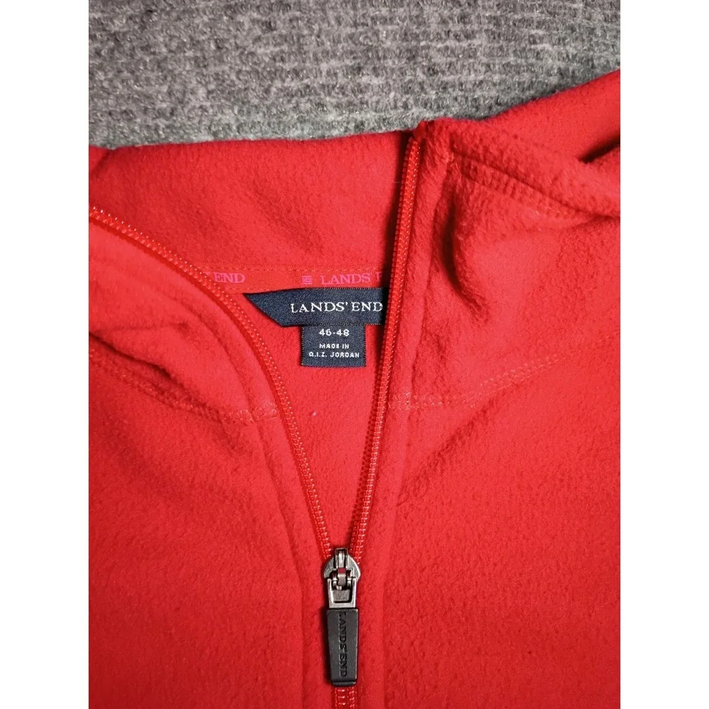Vintage Lands' End Men's Red Fleece ThermaCheck 1/4 Zip Sweater Size XL/T